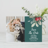 Foto Weihnachten Winter Grüne Hochzeit Save The Date (Stehend Vorderseite)