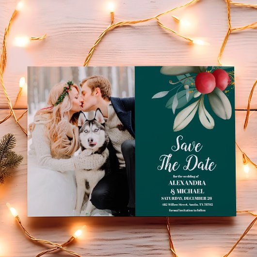 Foto Weihnachten Winter Grüne Hochzeit Save The Date
