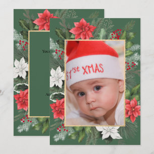 Foto Weihnachten Xmas Floral Grün Flach