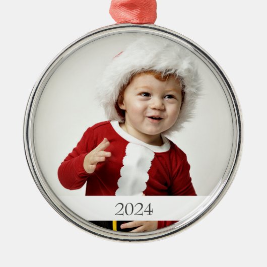 Foto Weihnachts-Foto Ornament mit Text / Jahr (Vorne)