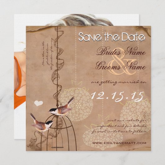 Foto Weihnachts-Vogelkäfig Hochzeit Sichern Sie da Einladung (Vorne/Hinten)