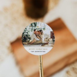 Foto Weihnachtsaufkleber Weihnachtsmarke Minimal G Runder Aufkleber