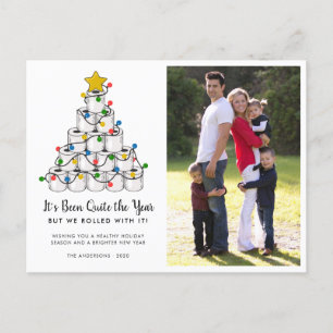 Foto Weihnachtsbaum aus Toilettenpapier Rolled Wit Feiertagspostkarte