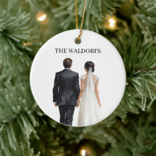 Foto-Weihnachtsbaumanhänger für Frischvermählte Keramik Ornament