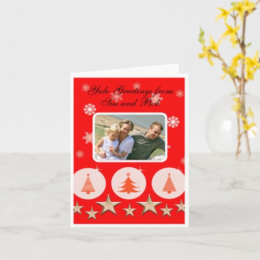 Foto-Weihnachtsbäume Karte (Gelbe Blume)