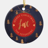 FOTO Weihnachtsdekor Joy Liebe Navy Blue Custom Keramik Ornament (Vorne)