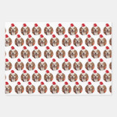 Foto Weihnachtsfarben Weihnachtsmannmützen auf Kop Geschenkpapier Set (Vorderseite 3)