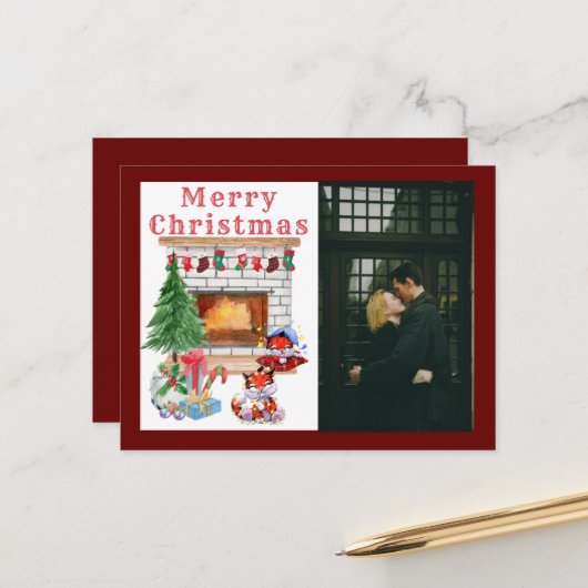 Foto Weihnachtsfeiertag Postkarte (Vorderseite/Rückseite Beispiel)