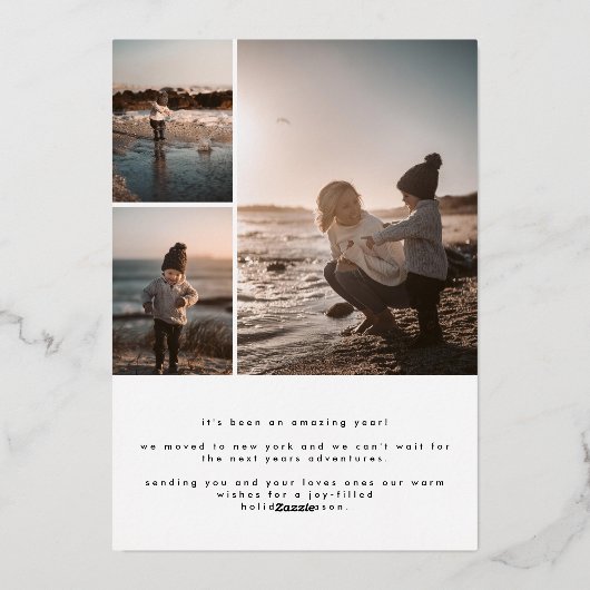 Foto-Weihnachtsgold Folien Feiertagskarte (Rückseite)