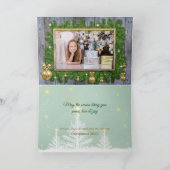 Foto-Weihnachtsgoldweißer grüner Karte (Innenseite)