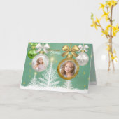 Foto-Weihnachtsgoldweißer grüner Karte (Gelbe Blume)