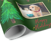 Foto Weihnachtshunde Haustier Custom Wrapping Pape Geschenkpapier (Rolleneckpunkt)