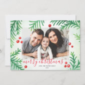 Foto Weihnachtskarte | Classic Red & Green Feiertagskarte (Vorderseite)