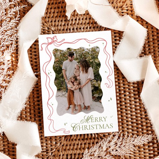 Foto Weihnachtskarte, farbenfrohe Bow-Urlaubskarte Dankeskarte