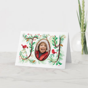 Foto-Weihnachtskarte mit Joy-Typografie Karte