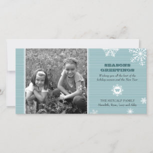 Foto-Weihnachtskarte mit Nadelstreifen-Schneeflock Feiertagskarte