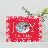 Foto Weihnachtskarte Rotes Weiß Schneeflocken H Karte (Stehend Vorderseite)