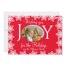 Foto Weihnachtskarte Rotweiße Schneeflocken V