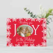 Foto Weihnachtskarte Rotweiße Schneeflocken V Karte (Stehend Vorderseite)