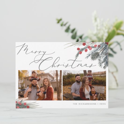 Foto Weihnachtskarte Weihnachtsblatt Feiertagskarte (Stehend Vorderseite)