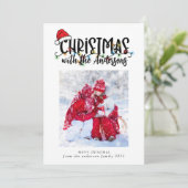 Foto Weihnachtskarte Weihnachtsmannmütze String Li Feiertagskarte (Stehend Vorderseite)