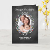 Foto Weihnachtskhalkboard Look Oval Karte (Gelbe Blume)