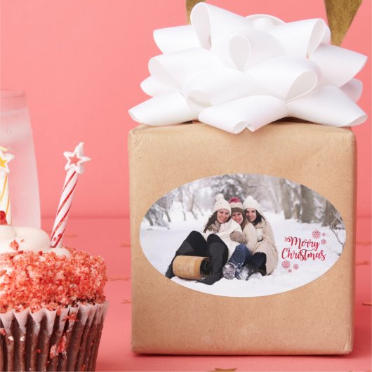 Foto Weihnachtskleber Ovaler Aufkleber (Party)