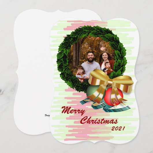 Foto Weihnachtskranz Flachgrüße Karte (Vorne/Hinten)