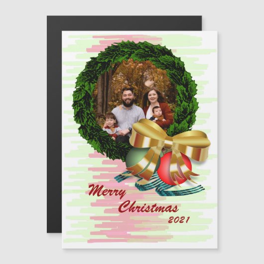 Foto Weihnachtskranz Magnetkarte (Vorne/Hinten)