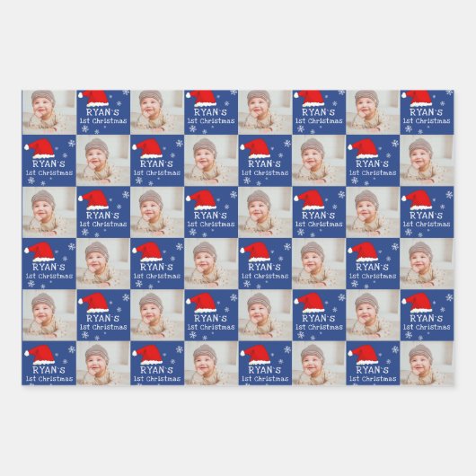 Foto Weihnachtsmannmütze Snowflake Geschenkpapier Set (Vorderseite 3)