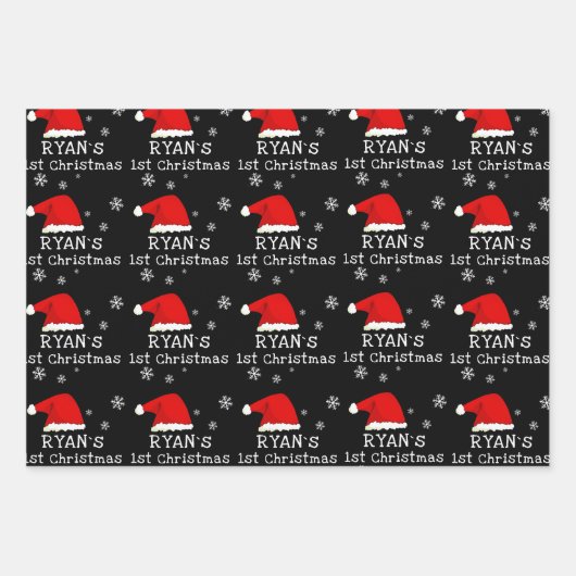 Foto Weihnachtsmannmütze Snowflake Geschenkpapier Set (Vorderseite 2)