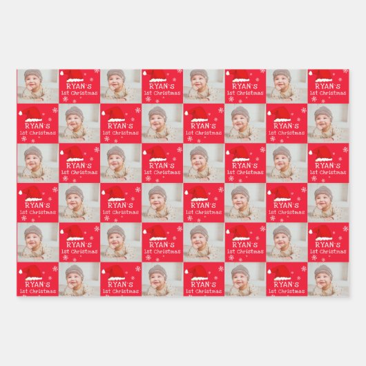 Foto Weihnachtsmannmütze Snowflake Geschenkpapier Set (Vorderseite 3)