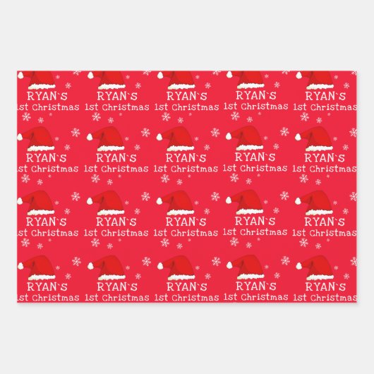 Foto Weihnachtsmannmütze Snowflake Geschenkpapier Set (Vorderseite 2)