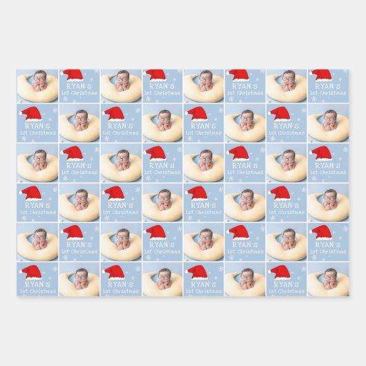 Foto Weihnachtsmannmütze Snowflake Geschenkpapier Set (Vorderseite)