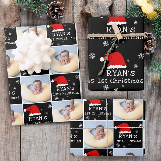 Foto Weihnachtsmannmütze Snowflake Geschenkpapier Set