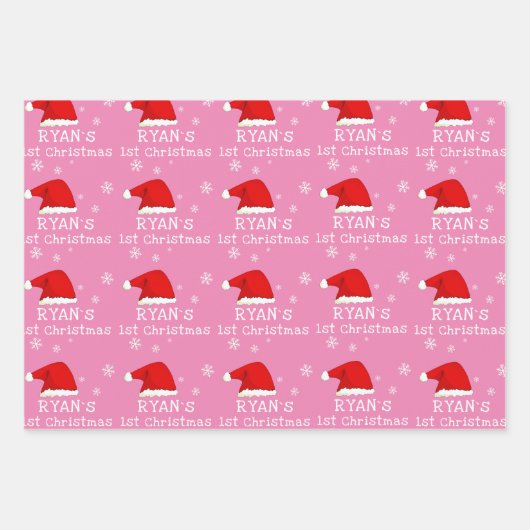 Foto Weihnachtsmannmütze Snowflake Geschenkpapier Set (Vorderseite 2)