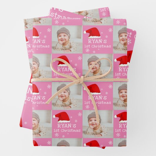 Foto Weihnachtsmannmütze Snowflake Geschenkpapier Set (Beispiel)