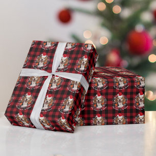 Foto Weihnachtsmannmütze und Rotes Buffalo Kariert Geschenkpapier