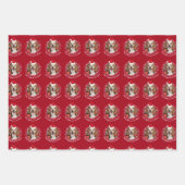 Foto Weihnachtsmannmütze und Schneeflocken Rote Gr Geschenkpapier Set (Vorderseite 3)