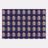 Foto Weihnachtsmannmütze und Schneeflocken Rote Gr Geschenkpapier Set (Vorderseite)