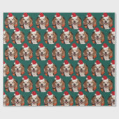 Foto-Weihnachtsmannmützen auf Head Christmas Green Geschenkpapier (Flach)