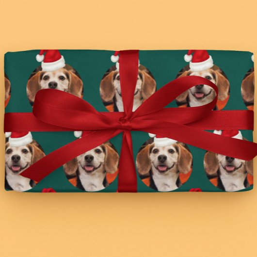 Foto-Weihnachtsmannmützen auf Head Christmas Green Geschenkpapier