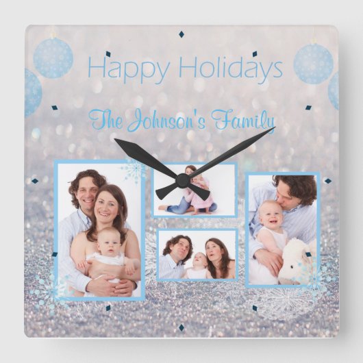 Foto Weihnachtsschnee Quadratische Wanduhr (Vorderseite)