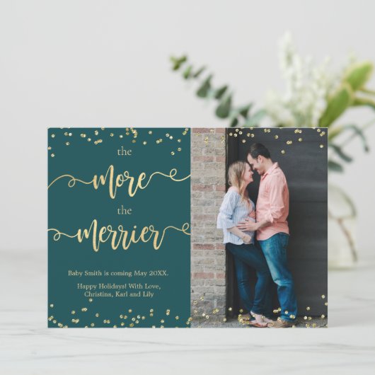 Foto Weihnachtsschwangerschaft Ankündigung Karten  (Stehend Vorderseite)
