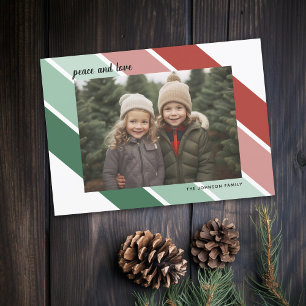 Foto Weihnachtsskript Retro Rot Grün Streifen Feiertagskarte