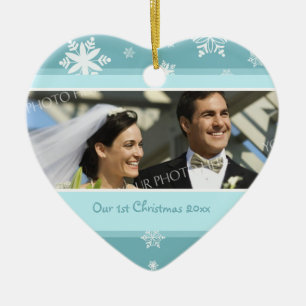 Foto-Weihnachtsverzierung des Paares erste Keramik Ornament