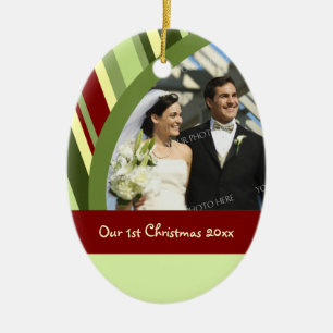Foto-Weihnachtsverzierung des Paares erste Keramikornament