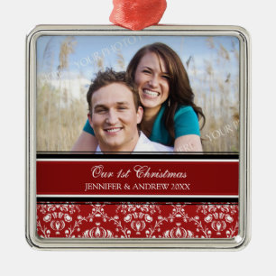 Foto-Weihnachtsverzierung des Paares erste Silbernes Ornament