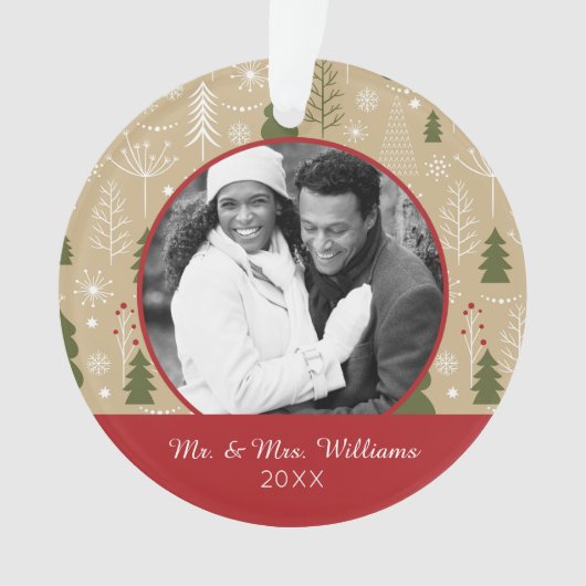 Foto | Weihnachtswaldmuster Ornament (Vorderseite)