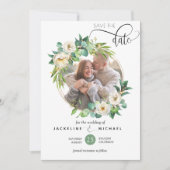 Foto, Weiß und Grün Hochzeit speichern Sie das Dat Save The Date (Vorderseite)